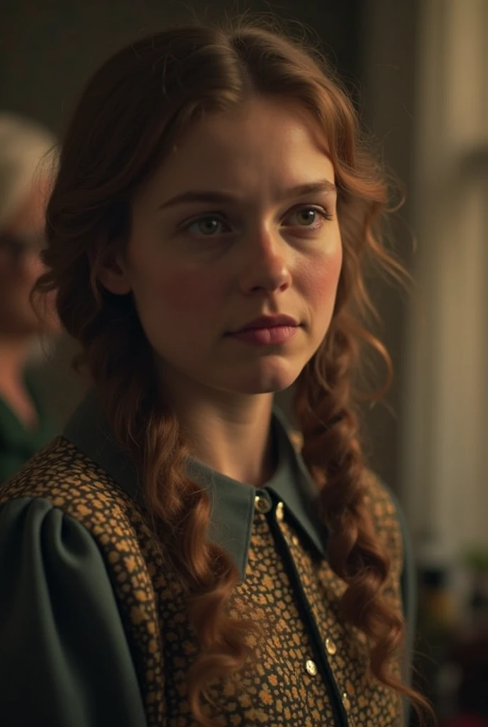nsfw, highres masterpiece, award winning, medium full shot, a pretty cute irish girl, wearing nothing but an (19th century:1.2) cotton shirt, (completely unbuttoned shirt:1.2), opened shirt, parting lips, pleased, seductive, secretive, mysterious, ambiguous, exquisite lighting, intricately detailed, cinematic LUT