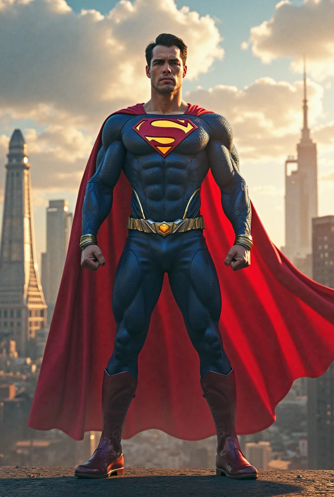 male superhero wearing tight blue spandex with red thong over it