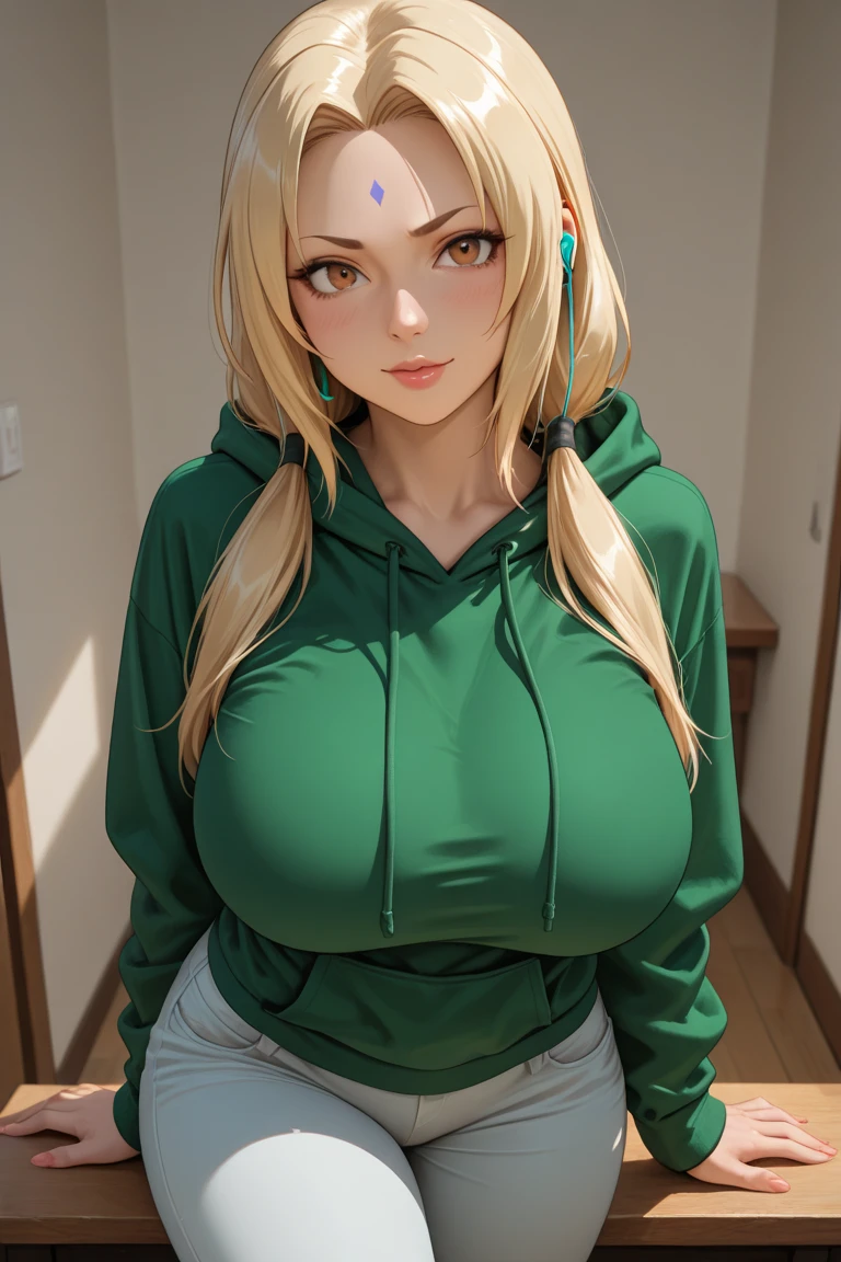 nsfw,Browsing Caution,From the back,((Subjective hand:1.3)),((Spanking:1.3)),((Perfect Anatomy:1.5,Realistic,:1.3,Raw photo:1.3,masterpiece、highest quality、Ultra - High resolution、High resolution、Extremely detailed CG、8k)),Cowboy Shot,1 female,alone,profile、20 year old beauty,(Beautiful and exquisite face and eyes,Big and beautiful eyes),Bright green eyes,(Blonde Hair,ponytail,Long Hair,bangs),(Small Head、Glowing Skin,Oily skin,Shiny skin),((Light green hooded sweatshirt,Oversized hooded short sleeve sweatshirt,white_Knee socks,white panties)),alley、人気のないalley裏、Graffiti art、Tokyo、Erect nipples:1.5、Crouch、((Huge Breasts:1.2、Wide hips:1.5、obesity:1.1))、Overflowing Sex Fluids