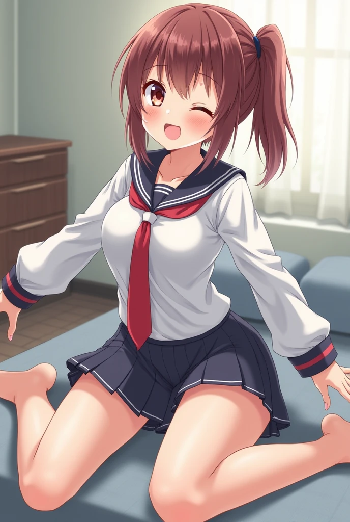 (masterpiece、top-quality), Hi-Res, SAMA1, tiarra, skirt by the, Sailor Senshi Uniform, white glove, Red sailor collar, a red skirt, star choker, elbowgloves, pleatedskirt, Bare legged, 鎖骨, Purple bow, is standing, A smile, a moon,Acme face,panting,AHE Face Bold legs open,high-level image quality,8K,((Background bedroom))、masutepiece, superfine illustration, Best Quality, light Particle, Voluptuous body, huge-breasted, (Naked, Yellow legwear), Red Ribbon, Beautiful red eyes, slanted eye, shiny eyes, Face, o-face, Blush cheeks, Arched back, (A Man), (Man behind woman), (Man hugs girl's waist:1.4), (vaginal ), hetero, (top down bottom up, laying on back), (Woman spread legs), (Intense Sex:1.7), (cum shots:1.2), NSFW, Bedroom, light up, Shadow,