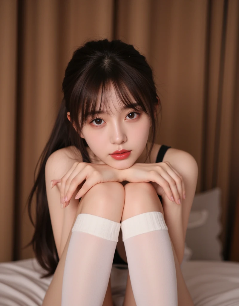 ulzzang-6500-v1.1, (Raw foto:1.2), (Photorealsitic:1.4), Wearing a miniskirt spider suit、a beautiful detailed girl, extremely detailed eye and face, beatiful detailed eyes, Ridiculous, unbelievable Ridiculous, huge filesize, ultra-detailliert, hight resolution, ighly detailed, top-quality, ​masterpiece, Kemomimi,Beautiful white panties、,a picture, ighly detailed, CG, unification, 8k wallpaper, magnifica, finely detail, ​masterpiece, top-quality, Highly detailed CG uniform 8k wallpaper, Light on the face、电影灯光、1８Year old girl、((witheout panties))、((dynamicposes)))、(camel's toe)、(half)、(((Flesh-colored pantyhose)))、(Sitting with your knees bent and your legs spread))