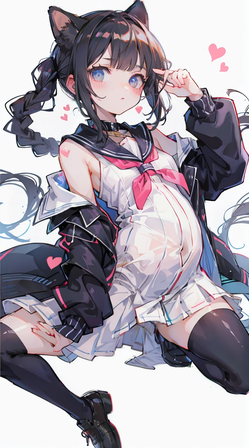 super girl elementary school student, masterpiece, highest quality, abstract, psychedelic, neon, (honeycomb pattern), (creative:1.3), fantasy 00d、 black hair、bob cut with trimmed ends、flat chest、con、belly button、High-leg style、white cloak with pink pattern、pointed nipples、white panties、(((squat)))、transparent clothes、A lot of pink hearts pop out from the crotch..、Underwear that has dug in、((Love juice splashes from the crotch))、pussy、Mouth wide open and drool、surprised eyes、white beret、lean back、10 yying Hands