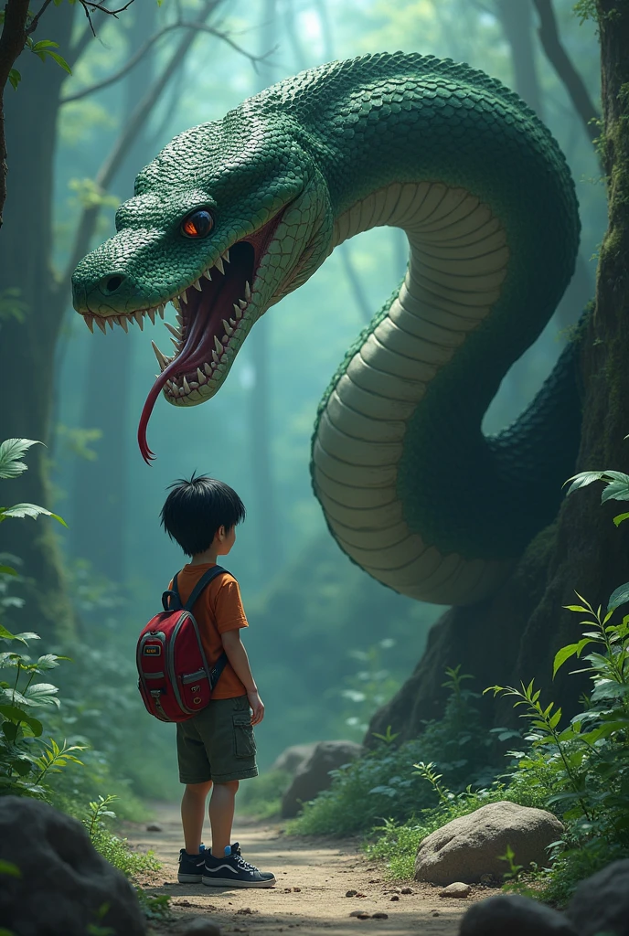 Dense jungle,Rough and damp trees,Huge thick vine,weeds,water puddles,marshes,((5-year-old child adventurer standing in front of a huge man-eating flower)),Piranha,adventurer clothing,brutal,bloodthirsty,attacking,bloods,heavy bleeding,super-fine,Works of masters,high qulity,8K分辨率,depth of fields,电影灯光,Epic shooting