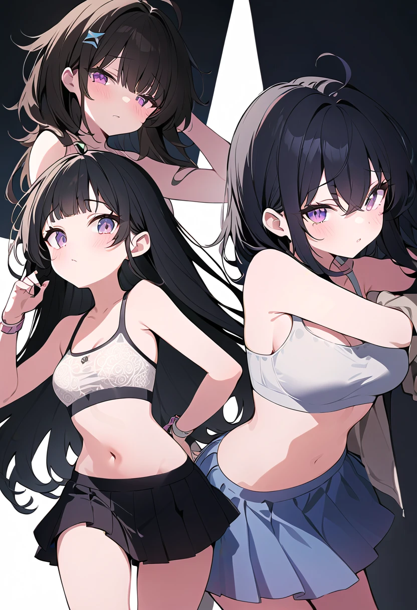 16k works,Highest quality,18-year-old,No background.White background only,whole body、sexy, One person, Beautiful Face,, Symmetrical eyes, Perfect body, Good balance、 Perfect body、Split, Black short hair、, White sleeveless tank top,Blue Denim Shorts、Big Breasts、Baseball hats