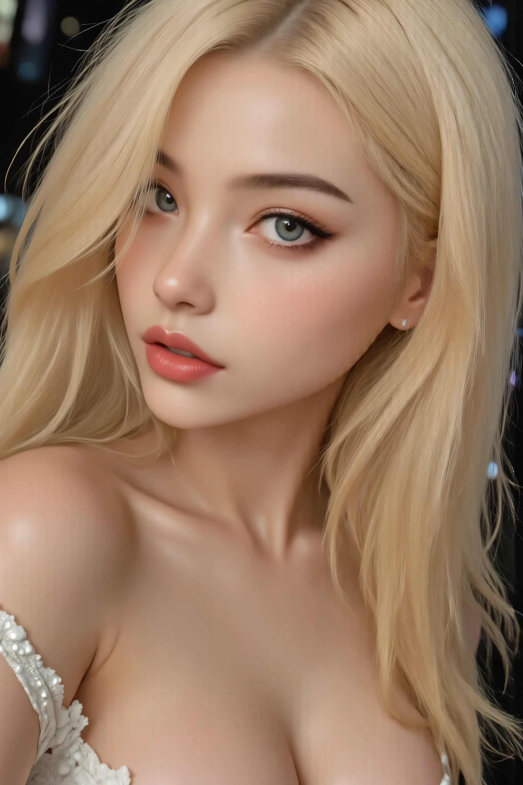 ( masterpiece, best quality:1.2), meo lady, blonde hair, close face shot