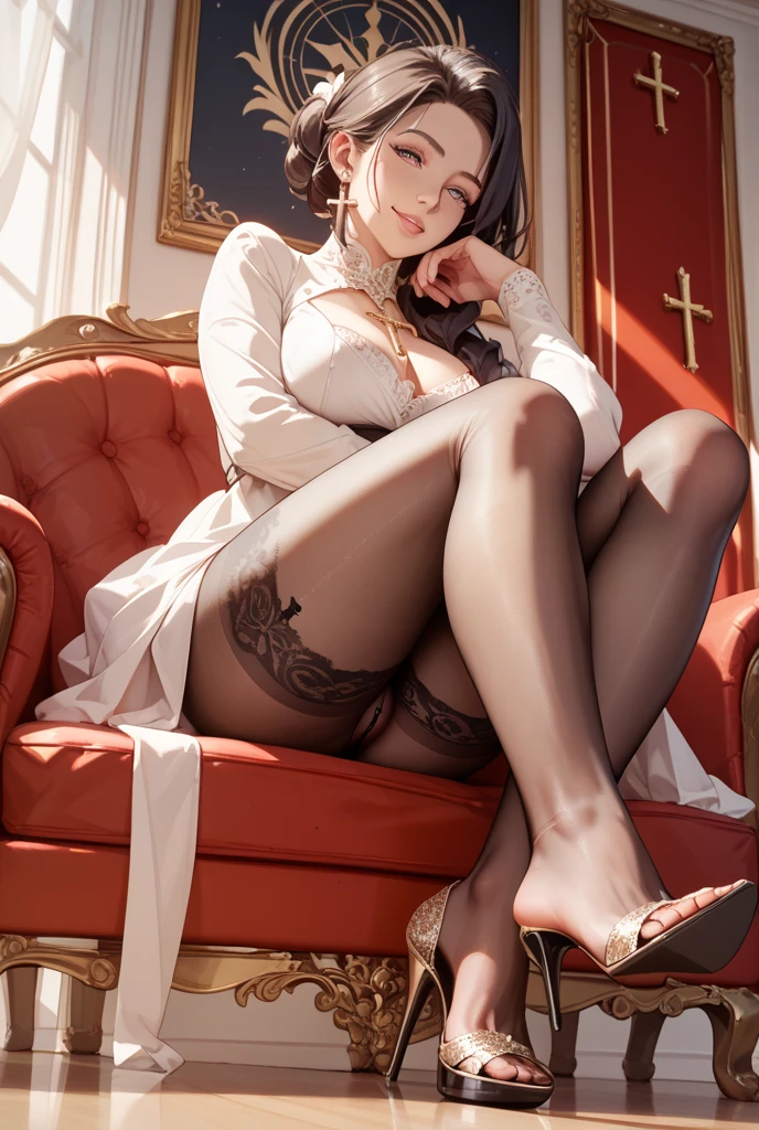 she is a tall 25 year old sexy and intimidating Japanese giantess sitting on the corner of the bed, she is looming over top of the tiny viewer and the viewer is at the level of her feet while looking at her eyes, (full tall body is shown), (((short hair with short ponytails))), she is standing far enough away that you can see her full body, wallpaper, perfect face and eyes, evil retribuition alice, she has a skinny and tone athletic body wearing pantyhose, only her full body is shown above the viewer looking down at him, perfect face, perfect strong jawline, perfect lips, best resolution, perfect bone structure, femdom, she has a skinny and toned young perfect body and legs, she is a dominate looking sex demon with her tight stockings and garter belt, looking down at the viewer, full body, perfectly proportioned body, short hair, young/modern slutty hairstyle hair 2 ponytails, she is in a bedroom on a bed, ((not nude)) ((best detail)) ((best body and face detail)) (((Perfect face and jawbone))), ((closed mouth)), ((((black underwear)))), (she is sadistic), (((Perfect bone and facial structure))) (camel toe) (tight pussy) ((stockings)), best qualtiy, Full body，((refined face)) ，tone figure ,very Tight black lingerie、camel toe, ,(Accurate and perfect face:1.3),(Long legs:1.3), eerie lighting, masutepiece, super detailing, High quality, high detailing, Best Quality, 16 K，dramatic lighting 、White background、Sweaty all over (((lingerie))). ((semen dripping from pussy under her underwear)), (((Skinny))) ((sexy and intimidating pose from above)), pin-up, femdom. domination, perfect feet. fit body, power, and control. ((skinny and toned body)), toned butt, abs. tall body. perfect, no deformed body part (masterpiece).(((not fully nude))) (((sexy underwear))) (((stockings))) (perfect face) (bra), impending death. (masterpiece) (perfect proportion)(realistic photo)(best quality) (detailed) (8k) (HDR) (wallpaper) (cinematic lighting) (sharp focus) (intricate)