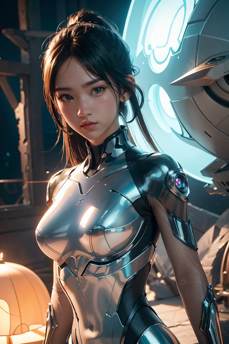 a close up of a woman in a futuristic suit posing, cyberpunk art inspired by Marek Okon, trending on Artstation, digital art, gynoid cyborg body, biomechanical oppai, oppai cyberpunk, girl in mecha cyber armor, beutiful white girl cyborg, in white futuristic armor, cybersuit, gynoid body, perfect anime cyborg woman