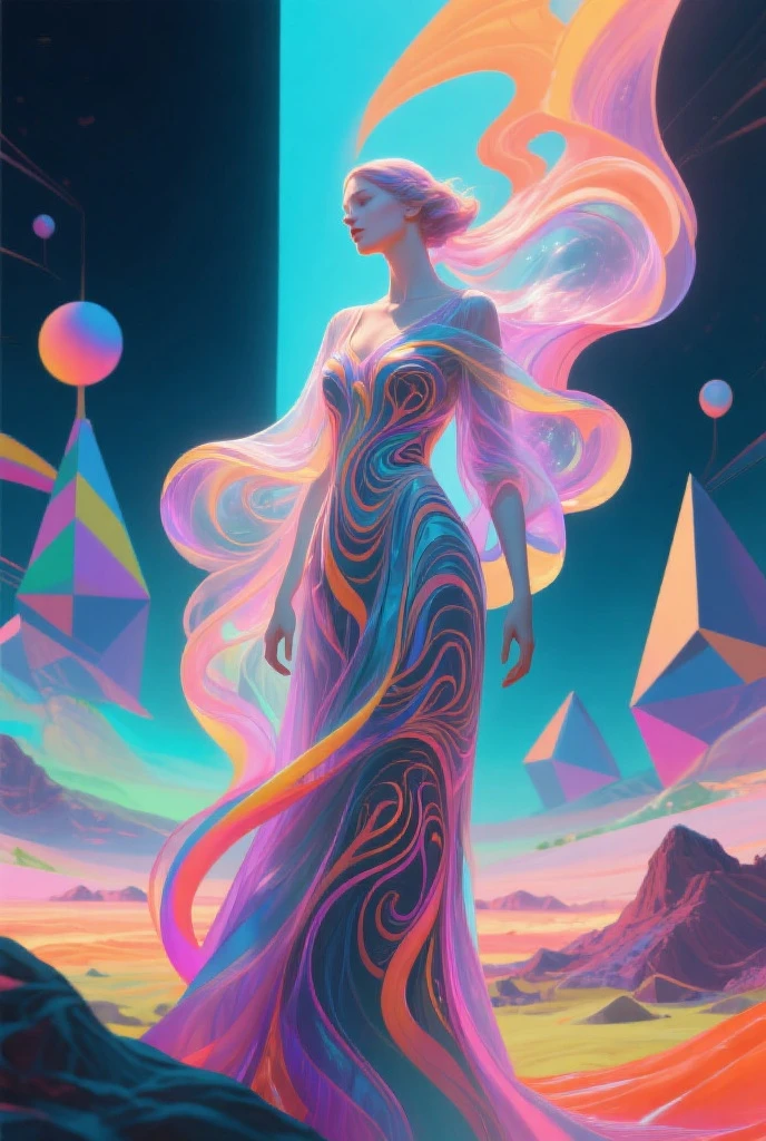 multi dimensional quilling paper,A woman in a gorgeous long dress,neonlight, 3 d neon art of a womens body, Hyper-realistic classical style, futuristic art style, Beautiful noble woman model, Cyb style , Hyperrealistic, cyborg fashion model, cyberpunk art ultrarealistic 8k, Beautiful digital artwork, Cyberpunk art style, cyborg fashion shot, cyberpunk vibrant colors, gorgeous digital art, stunning digital art