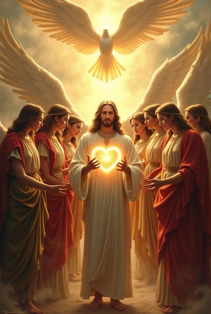 The sacred heart of jesus with young people
