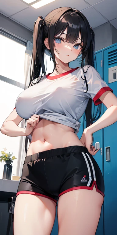 masutepiece、top-quality, raw, 细节, Photorealsitic,in 8K, hight resolution、profetional lighting、1womanl、(Busty high school girl from the track and field club secretly masturbating in the corner of the schoolyard :2.2)、(Masturbating while leaning against the wall and caressing your breasts and genitals at the same time :2.1)、(Track and Field Team uniforms that have fallen out of place :2.0) 、(Bloomer Type Black Racing Shorts :1.9)、(Almost full nudity :1.8)、Shot from close range、Flipping up a black tank top、large areola、Not wearing panties、Breasts are big、Shoulder out、Chest Pulling、lare breasts、Navel Ejection、A dark-haired、Black eye、red blush、Very embarrassed look、perspiring、Lewd breasts、Genitals and thighs wet with love juice、Cums many times、simple background、Hentai Anime Style、realisitic、Face and chest details、Details of the genitals