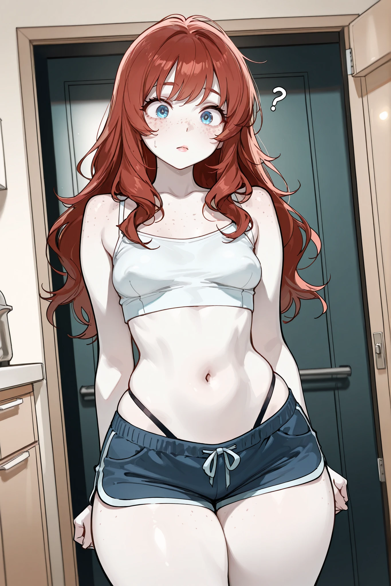 (masterpiece), Highest quality, Expressive eyes, Perfect Face, High resolution, 1 Girl, alone,Character design sheet, (Redhead:1.5) (Female Body:1.3),smile, Medium Hair, (Orange eyes), (Female Body:1.3), clavicle, naked, Without clothes, Slender figure,Cleavage,seiza,Sitting pose, Blushed,Sweaty, glistening skin,Looking at the audience,Angle from below,(White background),Plain white background,