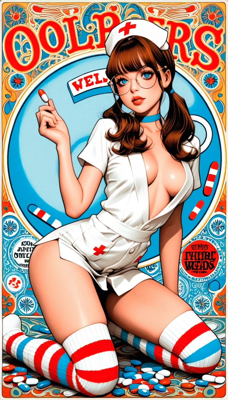((masterpiece)),(((best quality))),((character design sheet)),((rough sketch)),((vulgar)),(magazin cover)thick thighs,african girl,smile,((between breasts)),pussy juice,((wearing an Wet sexual nurse uniforms and nurse cap)),shirt harf lift,milking