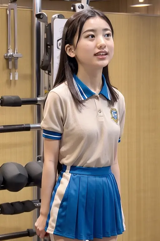 Two Girls, (Light brown medium hair), ((Female student gym uniform)), Look at the viewers, Young Face、

