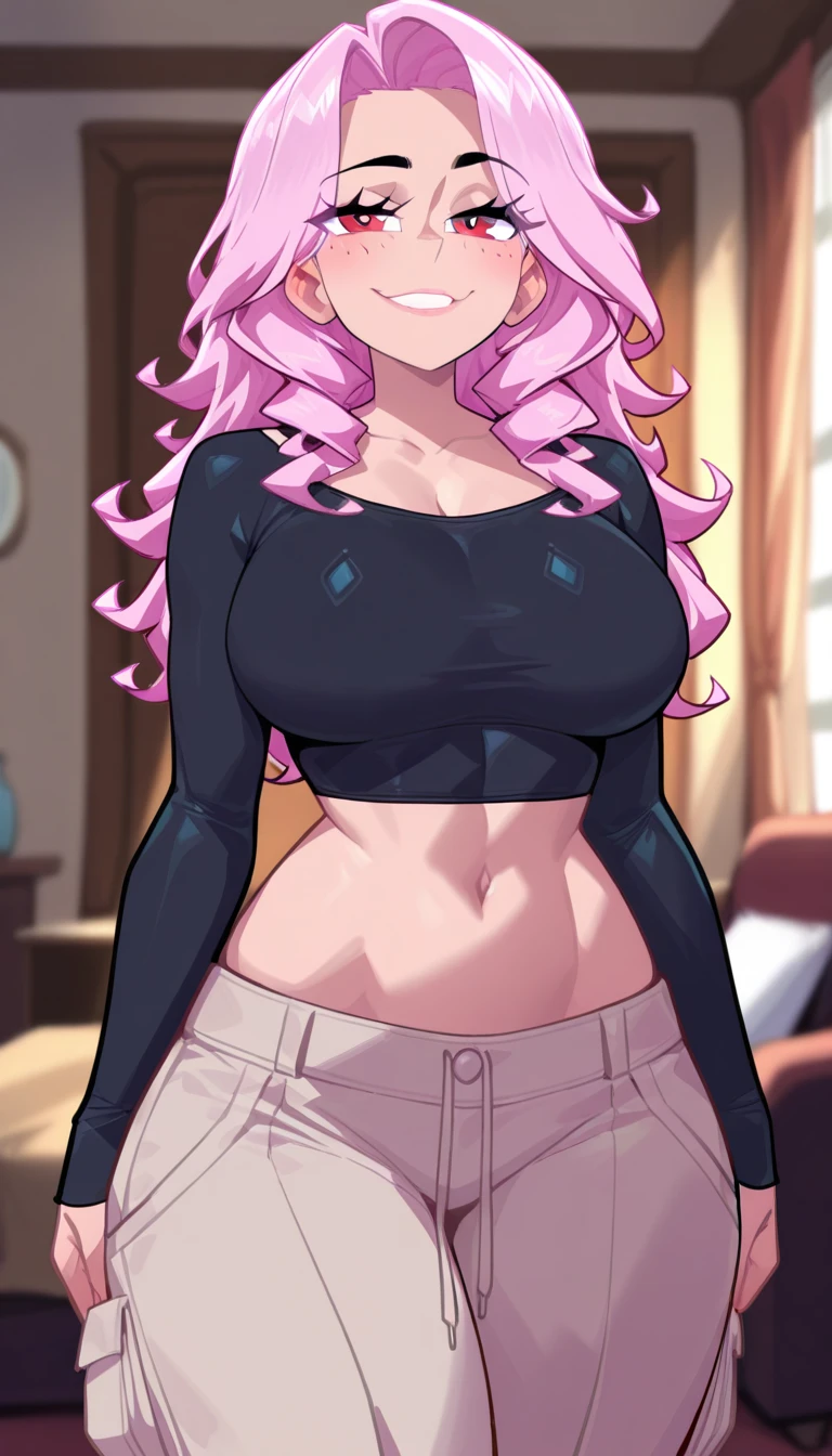 ((best quality)), ((very detailed)), masterpiece, (detailed eyes, deep eyes), (1 girl), long hair, elf ears, round body, chubby, ((big belly)), (short underbust T-shirt) shirt), (((short tight pants))), slight smile, in a public park, (NSFW), ((perspective directly below her)