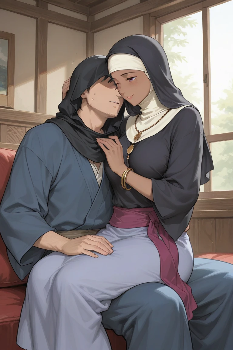 Woman in hijab get fucked by a African tribal man in forest