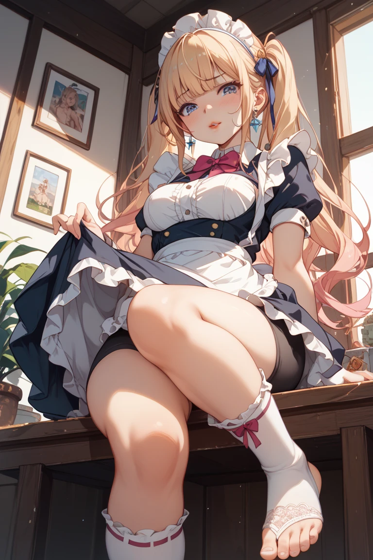 masterpiece, best quality, ultra-detailed, 1girl, mutsuki, , standing, grin ,indoor,
