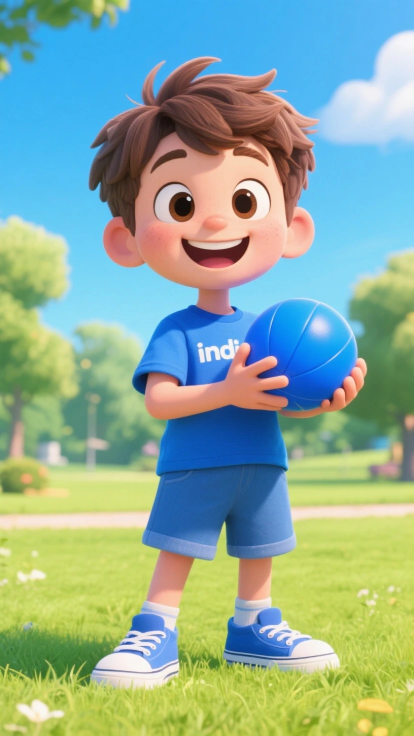 One boy holding a football boy name sukit written on the t shirt