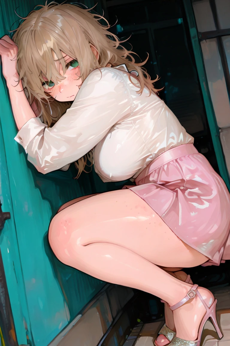 nsfw,from front,((having sex,pov,1man and 1woman)),vaginal penis,Missionary,((perfect anatomy:1.5,realistic,:1.3,RAW Photography:1.3,masterpiece、highest quality、Ultra - High resolution、High resolution、Highly detailed CG、8K)),cowboy shot,1 female,solo,20 year old beauty,(beautiful detailed face and eyes,big and gorgeous eyes、Large tears overflow from the eyes:1.2),light green eyes,(blonde hair,ponytail hair,long hair,bangs),(medium breasts,slender body,small head,skinny, gleaming skin,oily skin,shiny skin),Turn your body to the viewer、sitting,spread legs:1.5,arms up,((light green hooded sweatshirt,Oversized hooded sweatshirt,long sleeve,black_thighhighs:1.2)),((creampie1.3,excessive cum:1.3)), ,on the train,seat、A large group of women with excited expressions、Inside the train、Tokyo、