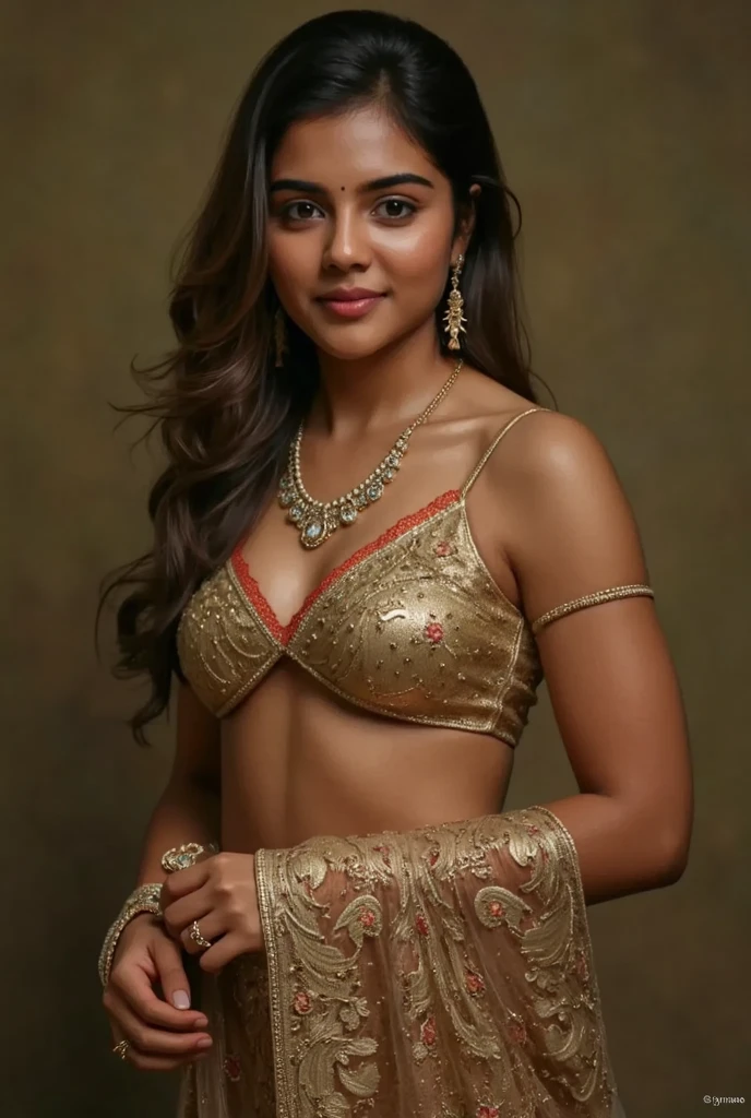 (best quality, ultra-detailed, realistic:1.37), professional, beautiful detailed eyes, beautiful detailed lips, detailed facial features, natural skin tones, perfect skin texture, delicate facial expressions, image in high resolution, realistic face, realistic skin, plain face, natural smile, highly detailed hair, 18yo, (lopi, beautiful Indian young woman), dazzles with her room and chair, dressed in a vibrant and intricate dance costume, showcasing her graceful moves and expressive gestures. The high-resolution image captures ultra-detailed realism, highlighting Kiran's captivating eyes, expressive lips, and graceful facial features. The stage or cultural performance setting creates a visually captivating representation of Indian classical dance and the beauty of traditional art forms.
