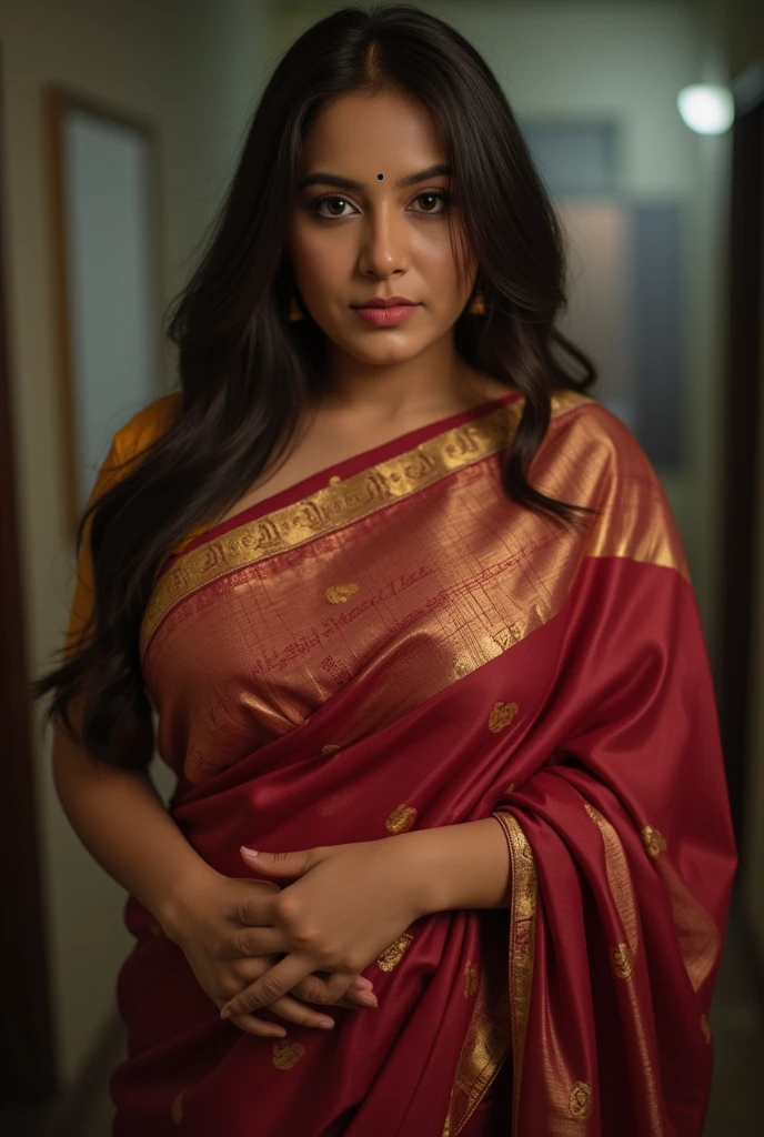 lovely cute young attractive indian girl, brown eyes, gorgeous actress, 23 years old, cute, an Instagram model, long blonde_hair, colorful hair, winter, Indian, wearing salwar-kameez and dupatta