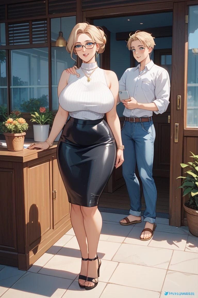 (there is a woman and a boy Stand standing side by side :2,0), a picture by Shingei, pixiv, shin hanga, hi - res scan, hi-res scan, at pixiv, in manhwa style,Hugging his girlfriend, sweet couple, official art, made with anime painter studio, in an anime style, 8k!!,(anime style),(a young girl with a young boy),(sweet face),(13 year old girl and boy),(cute face),(smiley face),(full body shot),(loli and shota),(child couple in casual outfit),(junior high school student),((a girl with of-the-shoulder top with lingerie top with hot pants:2,0)),((a boy with cool outfit)),((a girls with gal outfit)),((a girl with huge breast and curvy thigh and Curvy ass)),((small curvy loli)),(1-boy,1-girl),(curvy body)