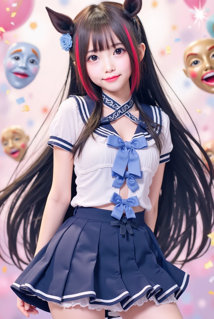 （8K、Raw photography、Highest quality、masterpiece：1.2),(Black Hair、Dark Eyes:1.9),(:High school girls、Student uniform 1.6)、View your audience,Viewed from the front,White skin,(:1.4)、(Tight waist:1.6)、(Clothes that accentuate the shape of the breasts:1.0)、(Big Breasts :1.3)、Slim figure、Ultra-high resolution,beautiful,beautiful fece,(One person、No background:1.9),whole bodyボディー,Japanese women,（reality的：1.37）、Photon Mapping,reality、(Baby-faced and cute: 1.4)、(Cute Smile: 1.8)、(Round face: 1.8)、Radio City、Physically Based Rendering、Depth of field rally background、photograph, (I can see your knees、Thigh close-up:1.8),（:1.6）,whole body、Great quality