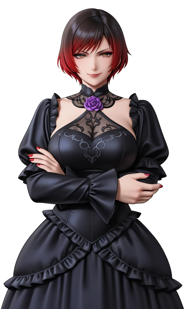 (Masterpiece, Best Quality, High Quality:1.4), professional artwork, for desktop wallpaper, Intricate Details, field of view, sharp focus, detailed painting, photorealistic lighting, trending on pixiv, 1girl, (vivid lighting, vibrant colors:1.05), realistic shadows, ambient occlusion,
Marie Mamiya, mature female, milf, solo, (curvy:1.1), luxury room, (half body shot:1.1), look to viewer,
(red hair:1.05), hair ornament, lipstick, makeup, (mole under eye:0.9), choker, ultra detail hair, ultra detail face, (yellow glowing eyes:1.05), perfect eyes, perfect face, perfect retina, earrings, (seductive look, blush:1.15), bitch, lewd face, smile,
(purple, main dress:1.4), choker, necklace, fingernails, flawless drawn, no blur
(Large Breasts:1.15)
