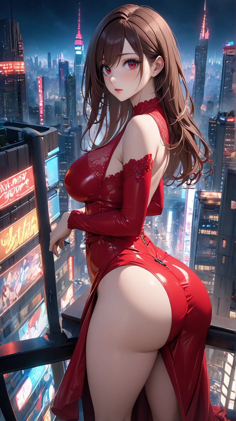 full bodyesbian,ultra - detailed,1个Giant Breast Girl,adolable,is shy,Shy,whaite hair,red color eyes,