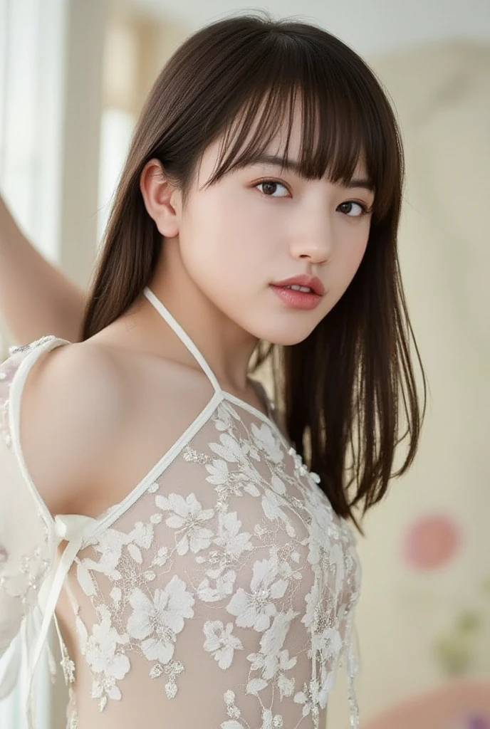 ((highest quality)), ((Photo quality)), (detailed), Perfect Face,,delicate,White dress