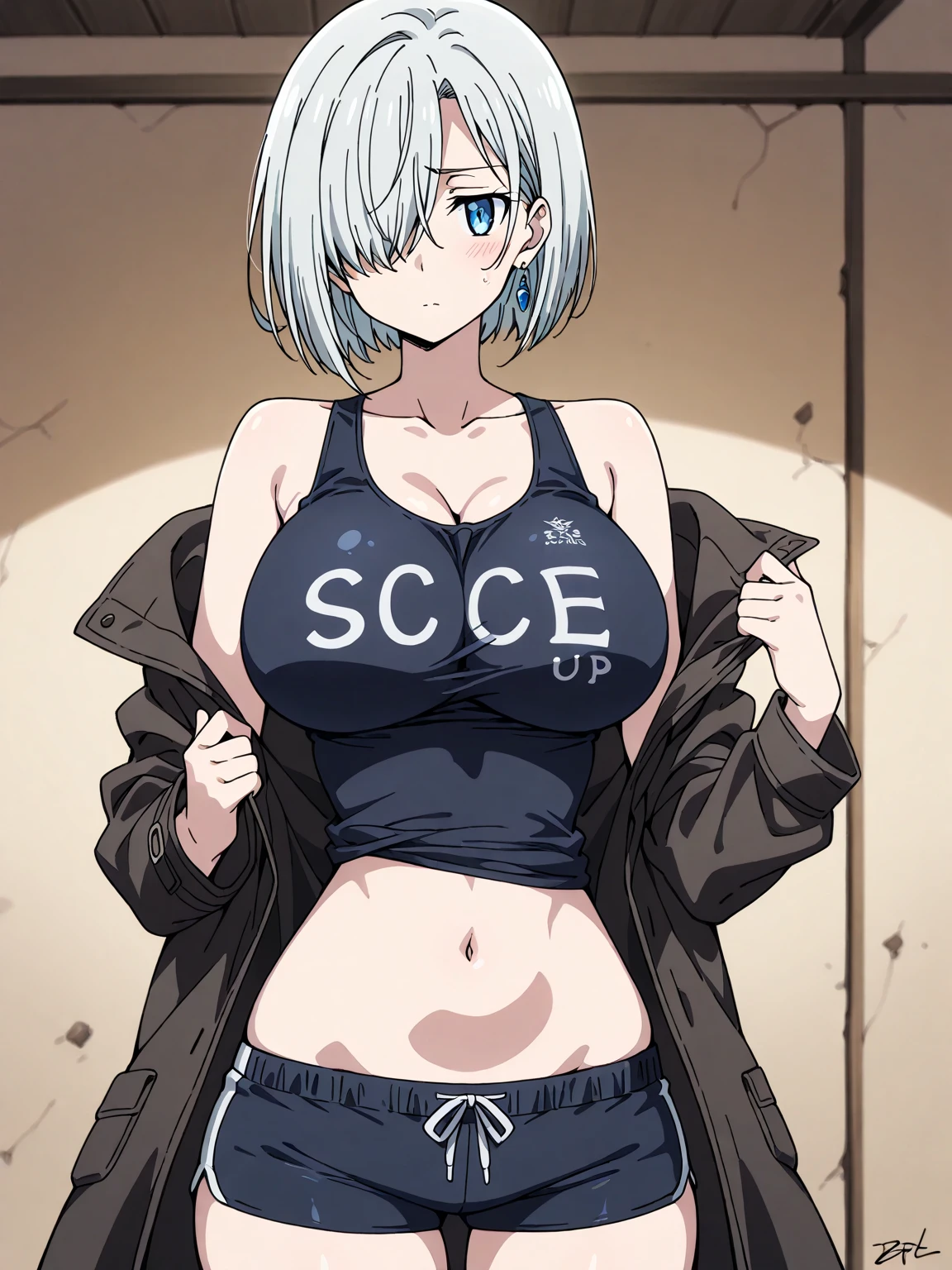 (masterpiece:1.2, best quality), (1lady, solo, upper body:1.2), Hair: buzz cut, Clothing: oversized, distressed denim jacket with patches and pins, paired with black skinny jeans and combat boots, Accessories: silver hoop earrings and a black choker necklace, ,holding on to the railing of the train,armpits, (presenting armpit:1.3),(looking away:1.4), (train interior:1.3),(crowded train:1.3),
upper body,(white shirts:1.5),
,alternate breast size, breast grab, (a boy,grabbing from behind:1.5)
,(frown:1.2), (embarrassed,blush:1.2),(Stunned face of despair:1.1),sweat,(angry:1.2)