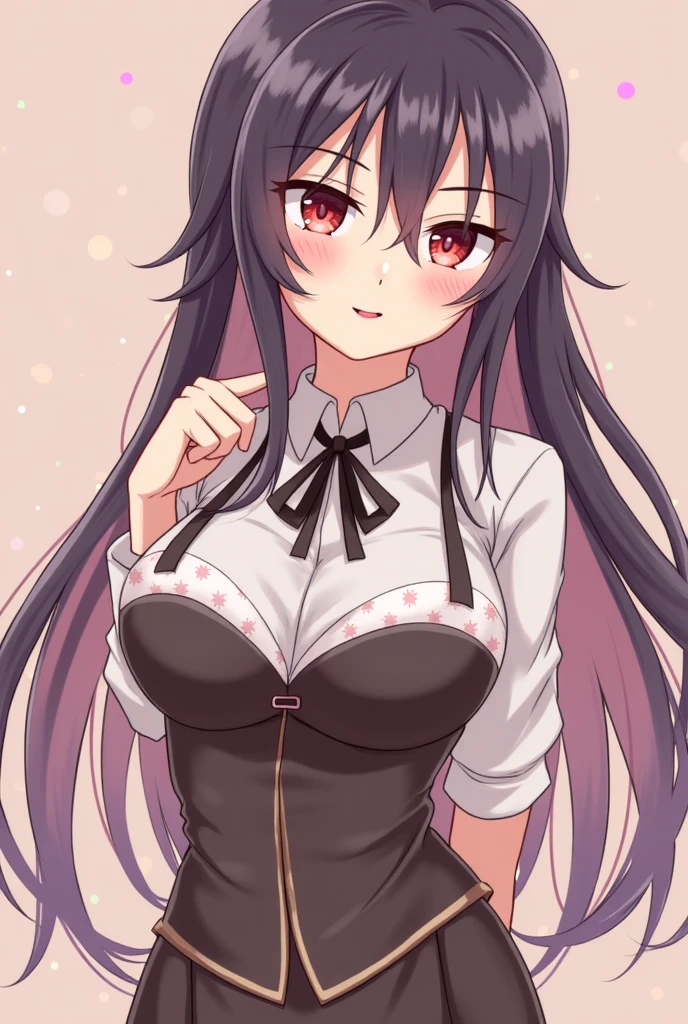 anime girl with big breastes and a bow tie posing for the camera, anime moe artstyle, gapmoe yandere, seductive anime girl, shikamimi, sultry smirk, oppai, ecchi anime style, marin kitagawa fanart, gapmoe yandere grimdark, portrait gapmoe yandere grimdark, yandere, from girls frontline, masterpiece, best quality, highres, mature female, high quality, hd quality, masterpiece, photorealistic, (looking at viewer. looking up at viewer:2), (heart-shaped pupils:1.4), (licking lips, licking own lips, tongue:1.2),