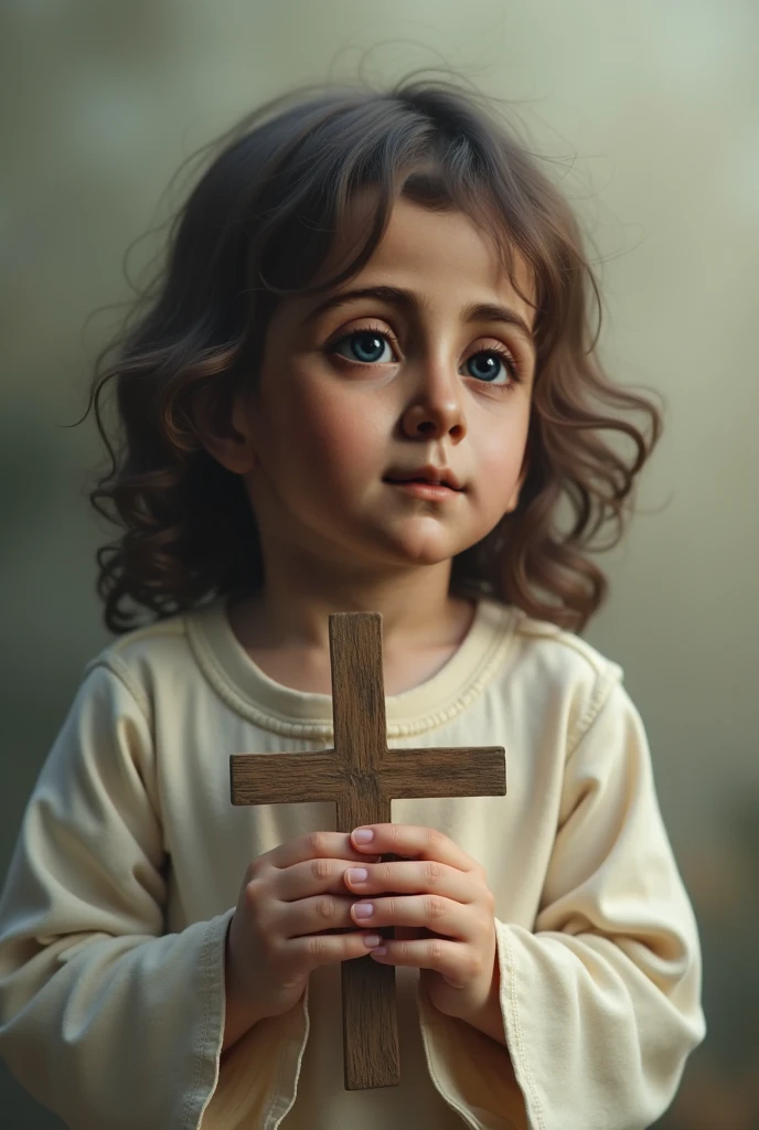 KIDS GIRL BLONDE CLOSE UP, on the cross with clouds and sun in the background, holy energy, glowing god rays, holy sacred light rays, godly and ethereal, divine god, second coming, ascended, glowing holy aura, , light of god, holy spirit