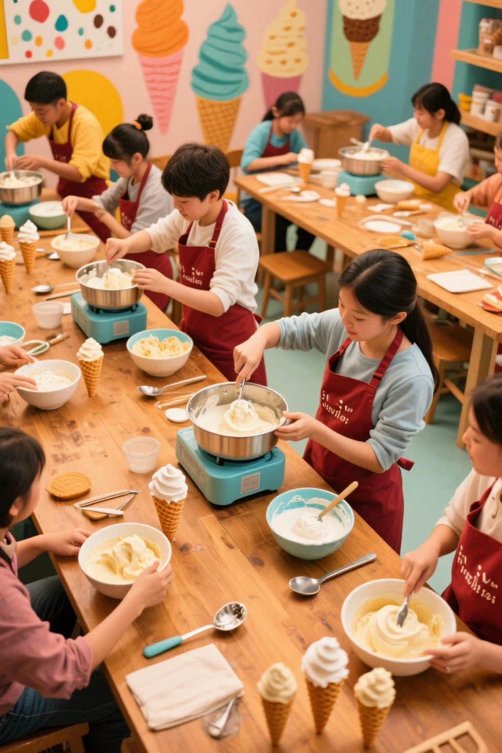 Located on the 180th floor of Shanghai Tower,Five delicate cute girls with upturned asses,juniorin an upscale open kitchen