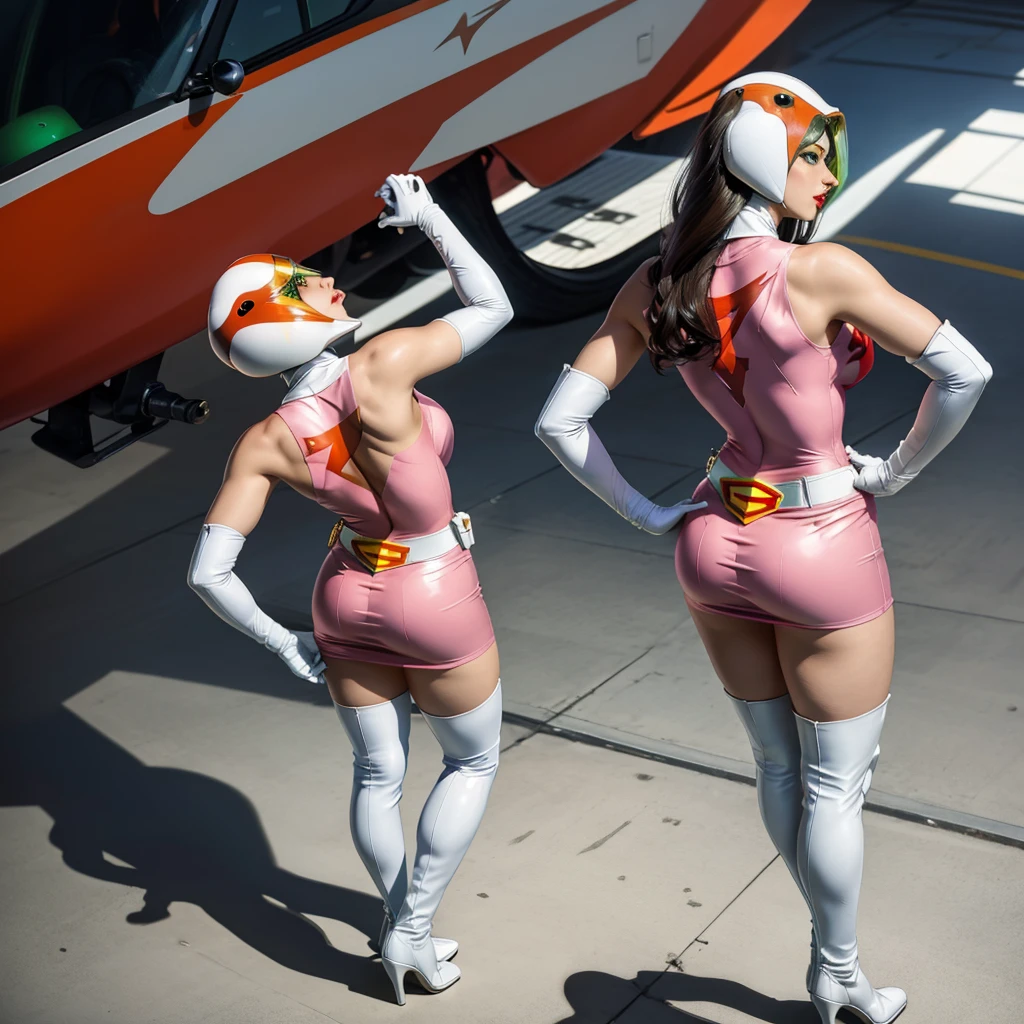 **Jumping on Mars**:
- Prompt: "Ali and Sara laughing and jumping high on the surface of Mars, with their hair floating due to low gravity. Robot Rafi is beside them, demonstrating the jumps humorously."