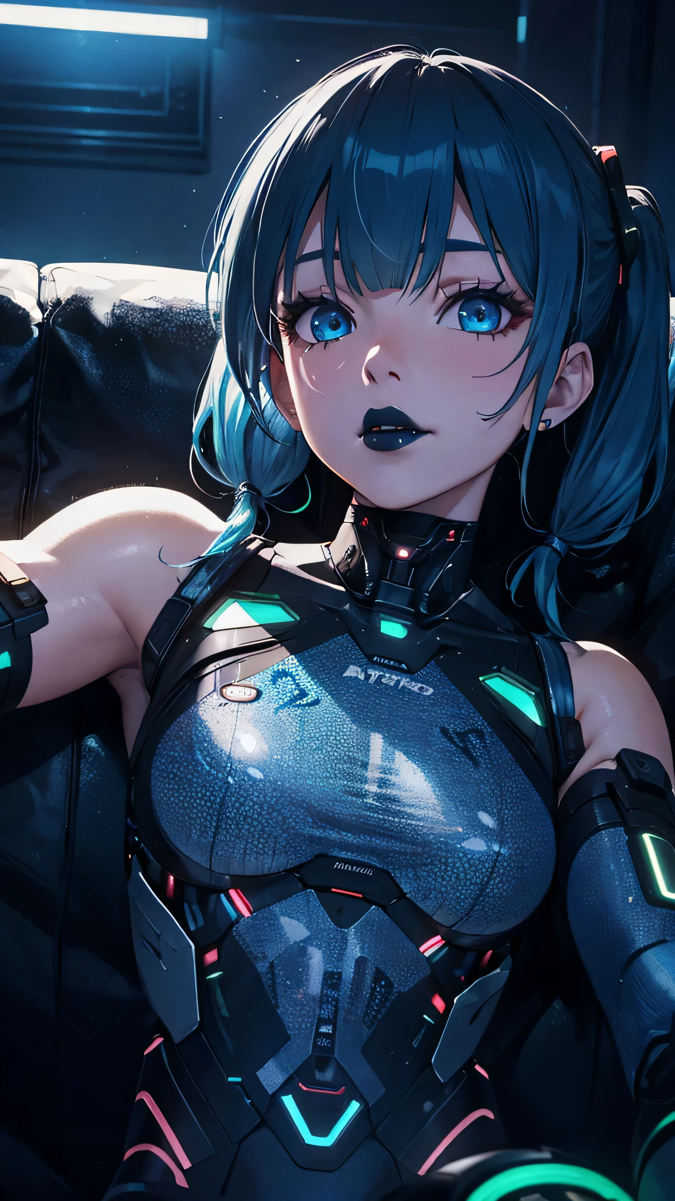 Big breasts Hatsune Miku, beachside, The hair is red and purple, Hair Bow, Colorful eyes are carefully depicted,Futuristic Wind Motorcycle,Streamer effects,Anime style, Sparkle, letterboxed, Wide shot, in a panoramic view, hyper HD, 3Drenderingof,Super detail, Award-Awarded, 1080p