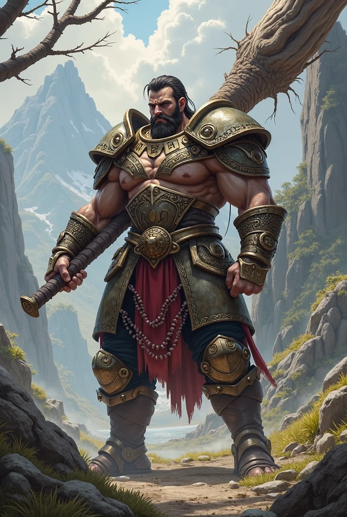 Craft, concept art, character design, giant, humongous, towering, Giant of Chaos, Titan Cronus, a God, with a giant Sickle, long beard, towering over man, small village, destruction, masterpiece, ultra detail, full completed design. detailed layering, intricate detailed, dynamic lighting, high detail, naturistic, amazing quality, WLOP, artgerm