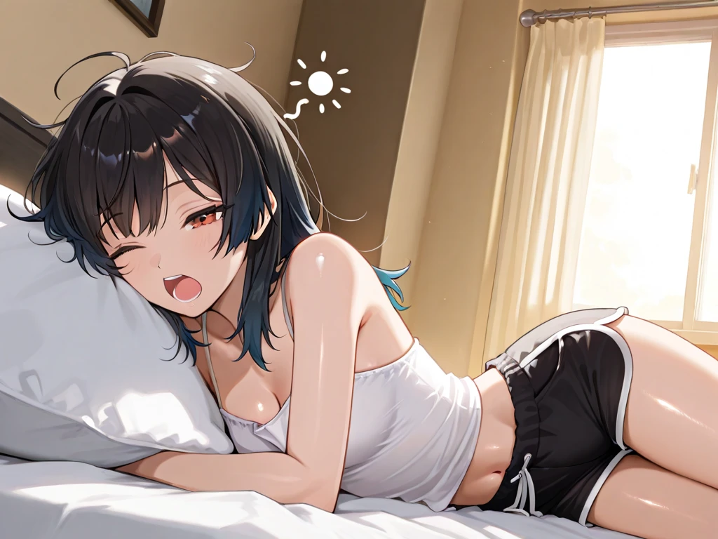 (((Screaming)))、Girl's room at night、(((closing eye)))、dressing gown、race underwear、a junior high school student、sixteen years old、blushed face:1.5)、(full of sweat:1.4)、tender、perspiring、short-hair、((((masturbation in girls))))、Show panties、Opening legs、(((lying on one's side on bed)))、((((Touching the crotch with your fingers))))、((((Pained look))))、Mansuji、mekosji、Deflect the body、Float your hips、(Hold the chest、With my mouth wide open)、((Thigh and strand angle))、((Crotch center angle))、(((Photographing a girl's crotch)))、(((Screaming)))、(((Legs wide open、Large open legs)))、Intense masturbation、looking to side