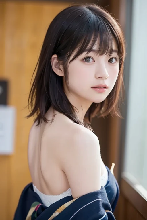 Nogizaka 46 Girls、a beauty girl、nudde、NSFW、body shot、hotel、closing eye、Wearing sweat、Tears appear
