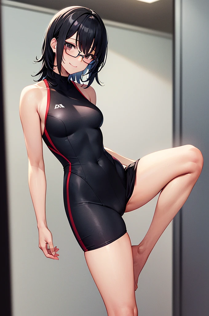 Turkish Girl,Short Black Hair,Dark Brown eyes,Aesthetic full lips,Aesthetic Face,Glasses,Crop Top Nike Model,Beatiful Face,slim waist