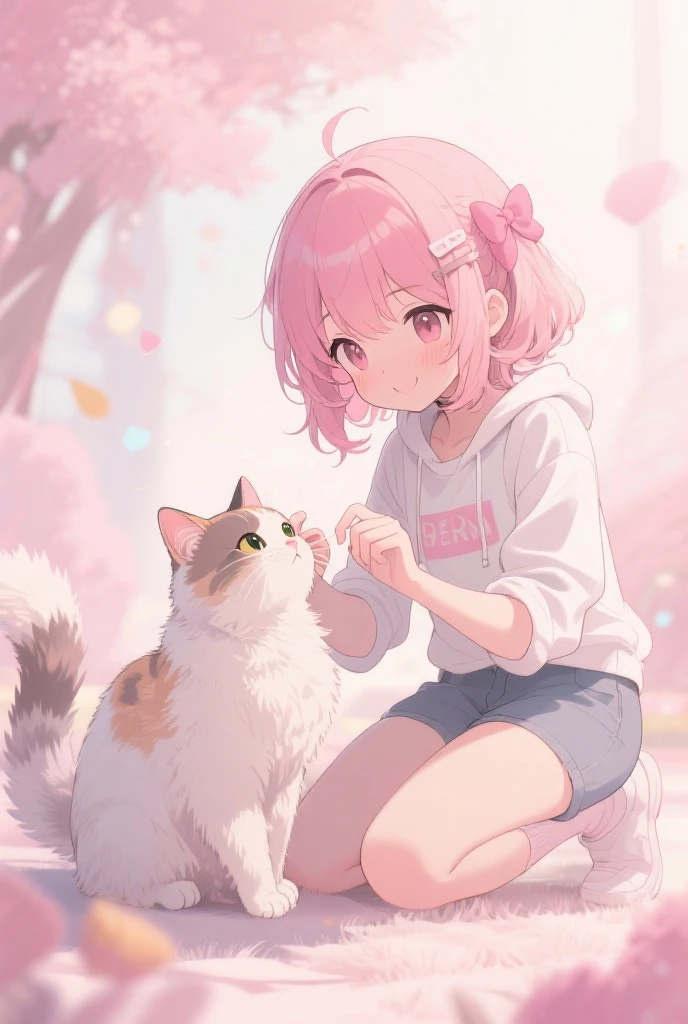 Long shot, anime girl sitting on bench, close one eye, season is summer, realistic anime cat, realistic anime art style, cute realistic portrait, beautiful anime cat girl, realistic anime art style, anime realism style, anime cat girl, very beautiful anime cat girl, realistic anime 3D style, Very Beautiful Cute Cat Girl, Cute Anime Cat Girl, Anime Style
