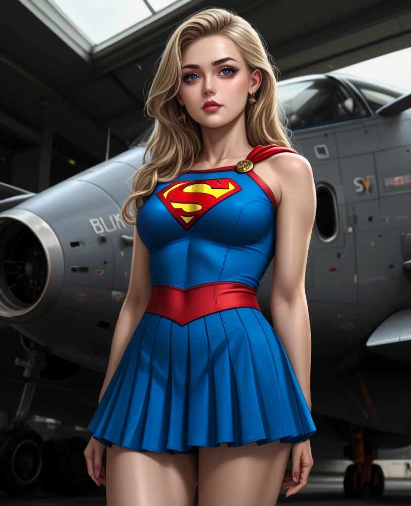 Score_PnyReal, (supergirl), supergirl outifit, skintight, insanely beautiful photographic portrait of 21 years old, full body, Upper Angle, body curves, navel, mini-skirt, before lisa cremosa, Beautiful dark brown eyes, beautiful facial details, ((Manhattan background))), low angle medium plane, greedy and attractive, incredibly euphoric beautiful, vivid emotion, peach fuzz, symmetrical circular iris, natural makeup with glitter, detailed moisture, detailed drops, detailed hair and intricate threads, dslr camera, reflected in a trace of rays, Deni Pine, Bud Melmann de Larry, symmetrical face and body, CGSociety, Gottfried Hernwein and Irakli Nadal, eye reflections, focus, Unreal Engine 5, visual effects, film photograph, extreme detail, Ultra HD, post-processing, post-production, unique face, Tanveer Tamim, ultra-realistic photograph, Photographed with Hasselblad X1D-50c, ISO 100