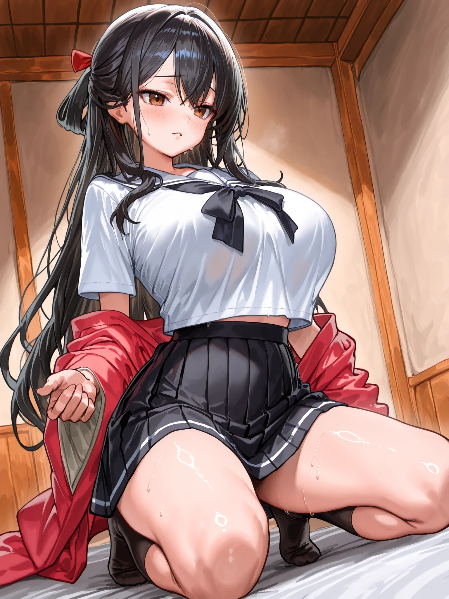 ((idol having intense vaginal sex with a man:1.5)), Intense vaginal sex with a man, I'm straddling a man's crotch, Full body image, front, Erotic anime One girl, 18-year-old, Mix 4, (32K, RAW Photos, Highest quality, masterpiece:1.2), (Anime-like, photoAnime-like:1.37), idol, cute, Short sleeve T-shirt,Shorts,Black knee socks, dressing room, floor, Humidity, Professional Lighting, Photon Mapping, Radio City, Physically Based Rendering, Super Resolution, (Big Breasts:1.2), {{A faceless man steals the face of an idol in his room and has intense vaginal sex with a fan}}, male, between legs, penis, Insert into the vagina, Aggressive, Detailed Cowgirl Sex, Replacing idols for breeding purposes, male, penis, Inserting the penis into the vagina, Intense piston, Banging Sex, No morals, whole body, NSFW