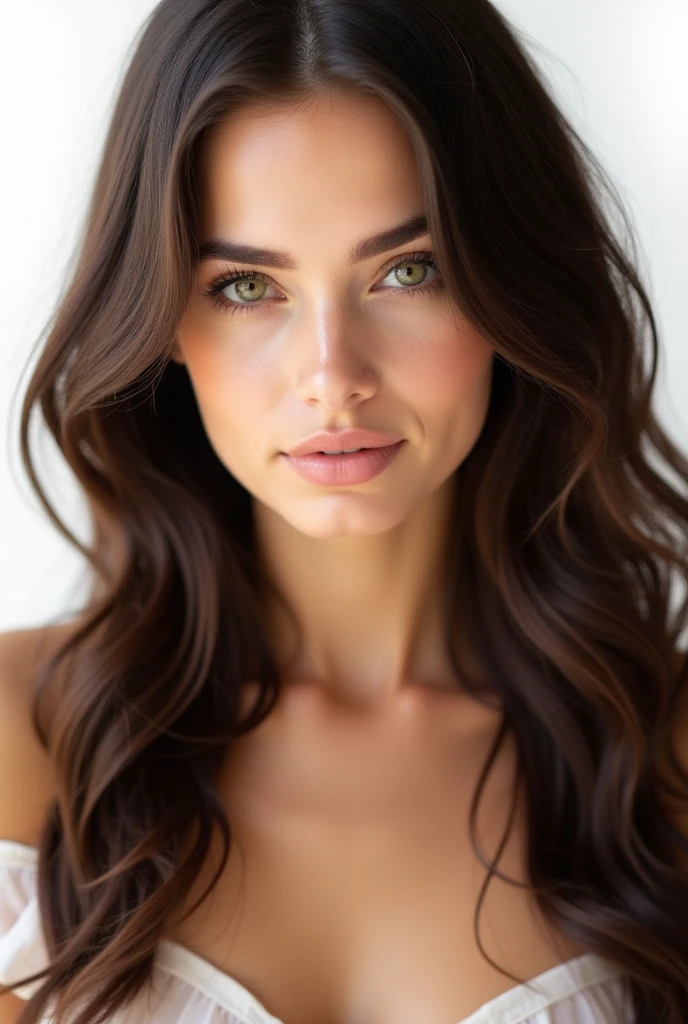 1 woman, (realist:1), Brown hair, by the wide, black eyes, happy, sexy pose, Whole body, symmetrical body, model