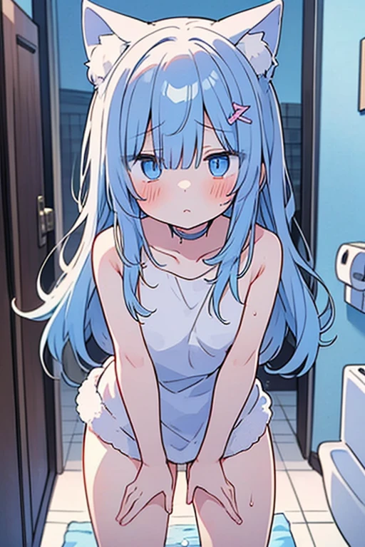 ((masterpiece, best quality)), high resolution,ultra detailed,8k,16k,detailed background, perfect lighting, detailed beautiful eyes,(1girl,solo),look at viewer,steam,sweat,in heat,embarrassed,blush,(close up pussy),(pov:1.4),(show off pussy:1.4),(from front:1.3),confused,open mouth,waby mouth,tear,(sitting toilet,peeing:1.2),small breast,slender,fair skin,small breast,sagiri_izumi,pink hair_ribbon,camisole