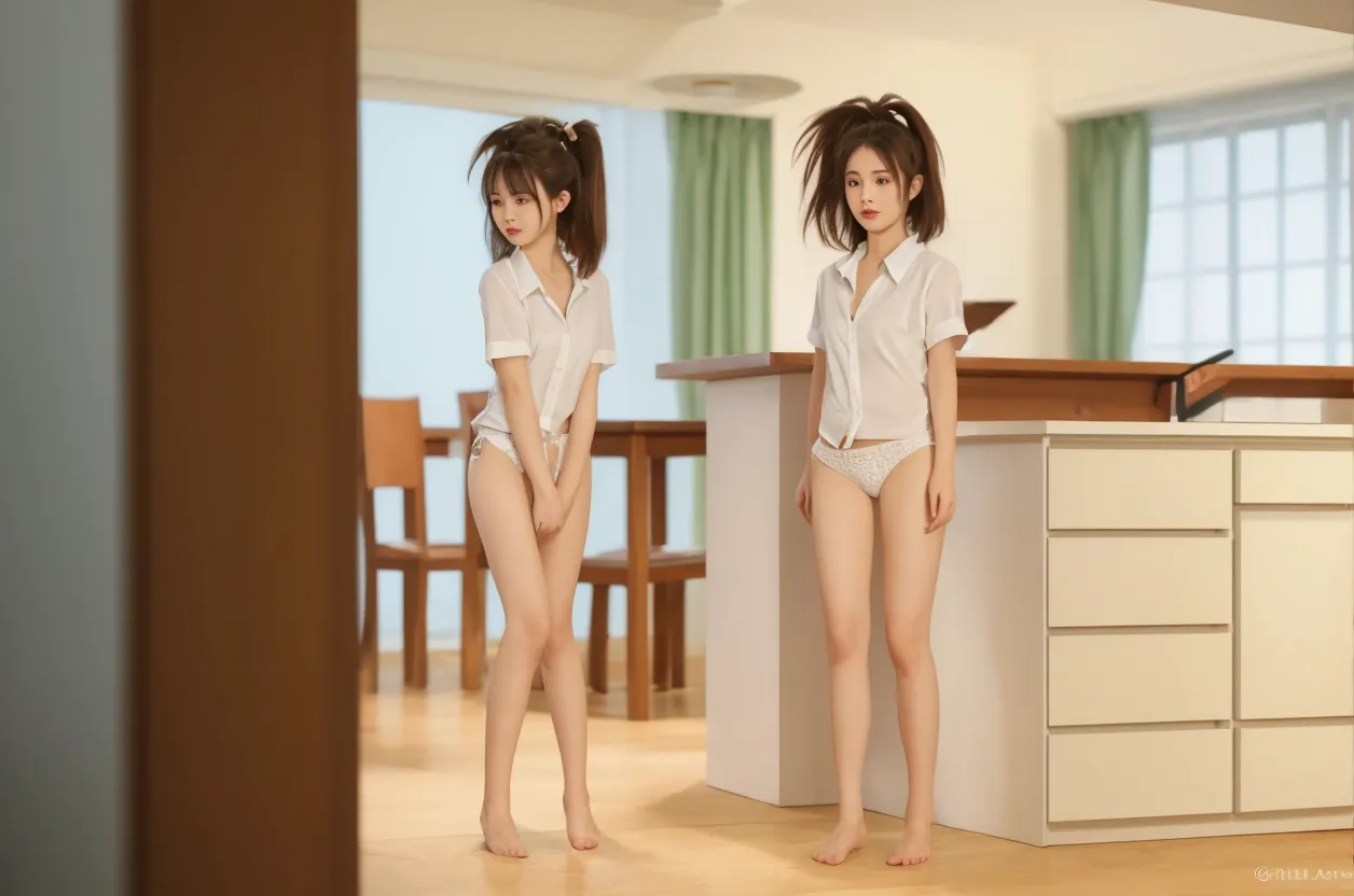 A pure Asian girl in white and no pants --auto