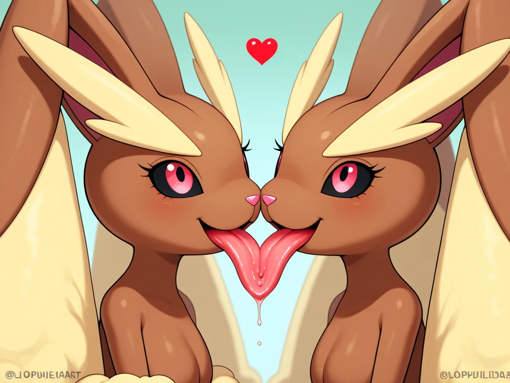 Two girls, score_9,score_8_up,score_7_up, source_cartoon, source_furry, (renamon from digimon, female), and (female Guilmon from digimon), naked, pov, pov blowjob, collaborative fellatio, they are both sucking on viewers cock,  eyes closed, sharing a cock