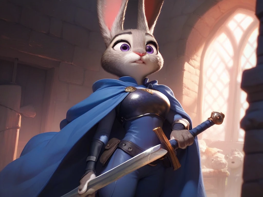 Judy Hopps, alice in the wonderland, stockings, black skirt, black shirt, castle on the background, dragon on the background