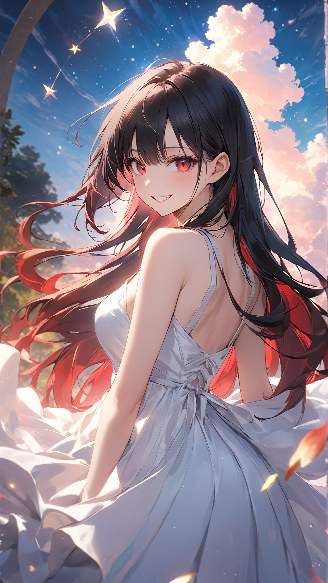 beautiful woman with large breasts, oil painting, vibrant colors, soft lighting, detailed facial features, flowing hair, graceful posture, elegant dress, garden setting, dreamlike atmosphere, high-resolution masterpiece:1.2