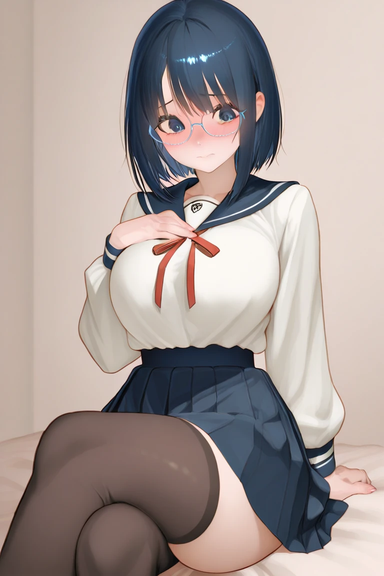 (Unity 8K Wall Pace),(Highest quality),(High resolution),(Very detailed),(Perfect Anatomy),(1 male、1 female),Vagina Penis,Japanese,(detaiils),mature,housewife,,Black Hair,Glasses,French Twist,Small breasts,Woman standing on top,(school uniform),Sex with a man,Hands tied above the head,tightly bound udder,Open your mouth and scream,orgasm,Pubic hair remains,Pubic hair is a lot,room,usually,Sweaty skin,Pussy juice,