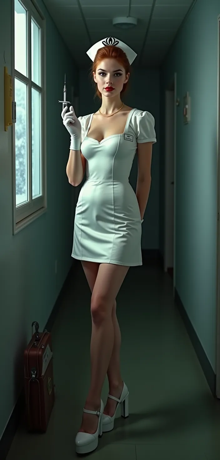 ((Best Quality, 8K, Masterpiece: 1.3)), Wide Angle, Focus: 1.2, 2 Petite Nurses, Perfect Body Beauty: 1.4, ((Short Hair, Layered Haircut, Beautiful Breasts: 1.2)), (Wet Clothes: 1.1), Highly Detailed Face and Skin Texture, Fine Eyes, Double Eyelids, Whitened Skin, (Realistic Light, Best Quality, 8K, Realistic, Masterpiece: 1.3)), Clear Focus: 1.5, Beautiful Nurse, Perfect Body Beauty: 1.4, Slim Abs:1.1, ((Short brown layered hair, flowing hair: 1.2)), (Nurse suit: 1.4, open, Nurse cap: 1.2, Gloves: 0.5), Fine smooth see-through clothing: 1.5, Exposed breasts and areola: 1.5, Operating room, ultra-fine face, realistic pupils, double eyelids, long eyelashes, swollen eyes, healing smile: 1.5, Pink and fair skin: 1.5, (Delicate stiletto heels crystal band sandals, high quality: 1.2, fair pink toes: 1.5), Waist focus, buttocks focused, buttocks: 0.6, model pose [full body: 1.2]